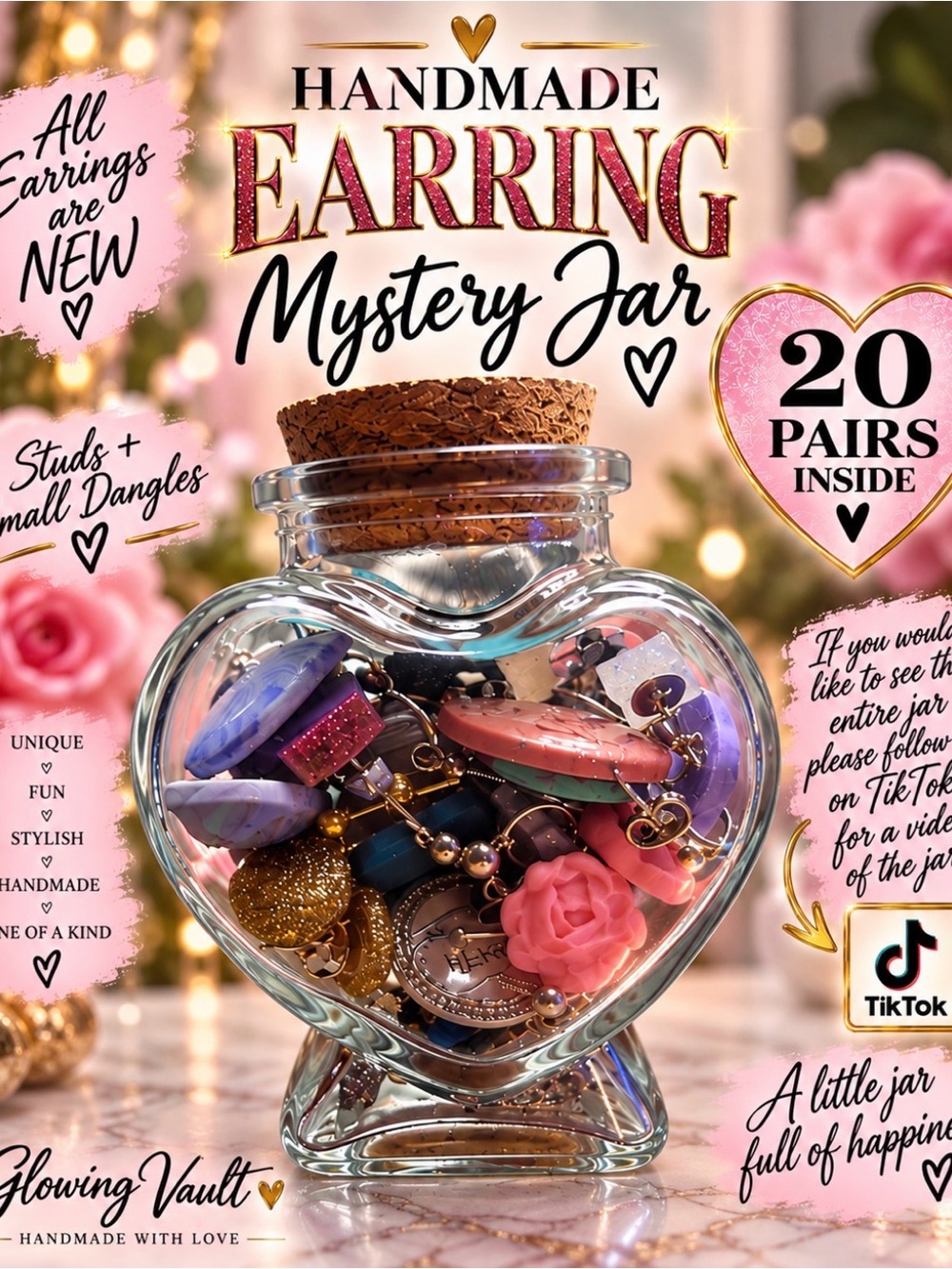 Mystery Jar of Earrings — 20-Pair Mystery Set- All NEW